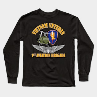 1st Avn Bde Vietnam with Aviator Wings Long Sleeve T-Shirt